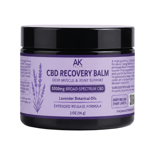 Amazing Kind CBD Lavender Balm 5000mg – broad-spectrum THC-free CBD balm with beeswax and lavender for extended muscle and joint recovery support