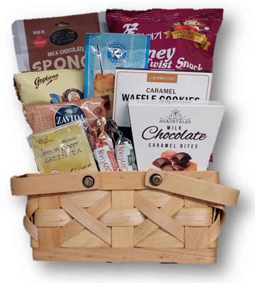 tea, coffee, latte mix, cookies, truffles, candy, chocolates