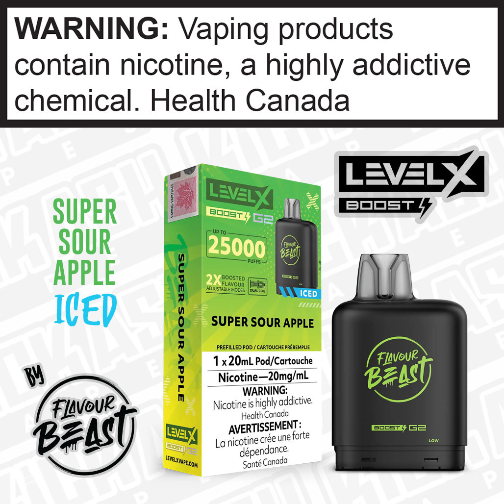 Super Sour Apple Iced Flavour Beast LEVEL X BOOST PODS