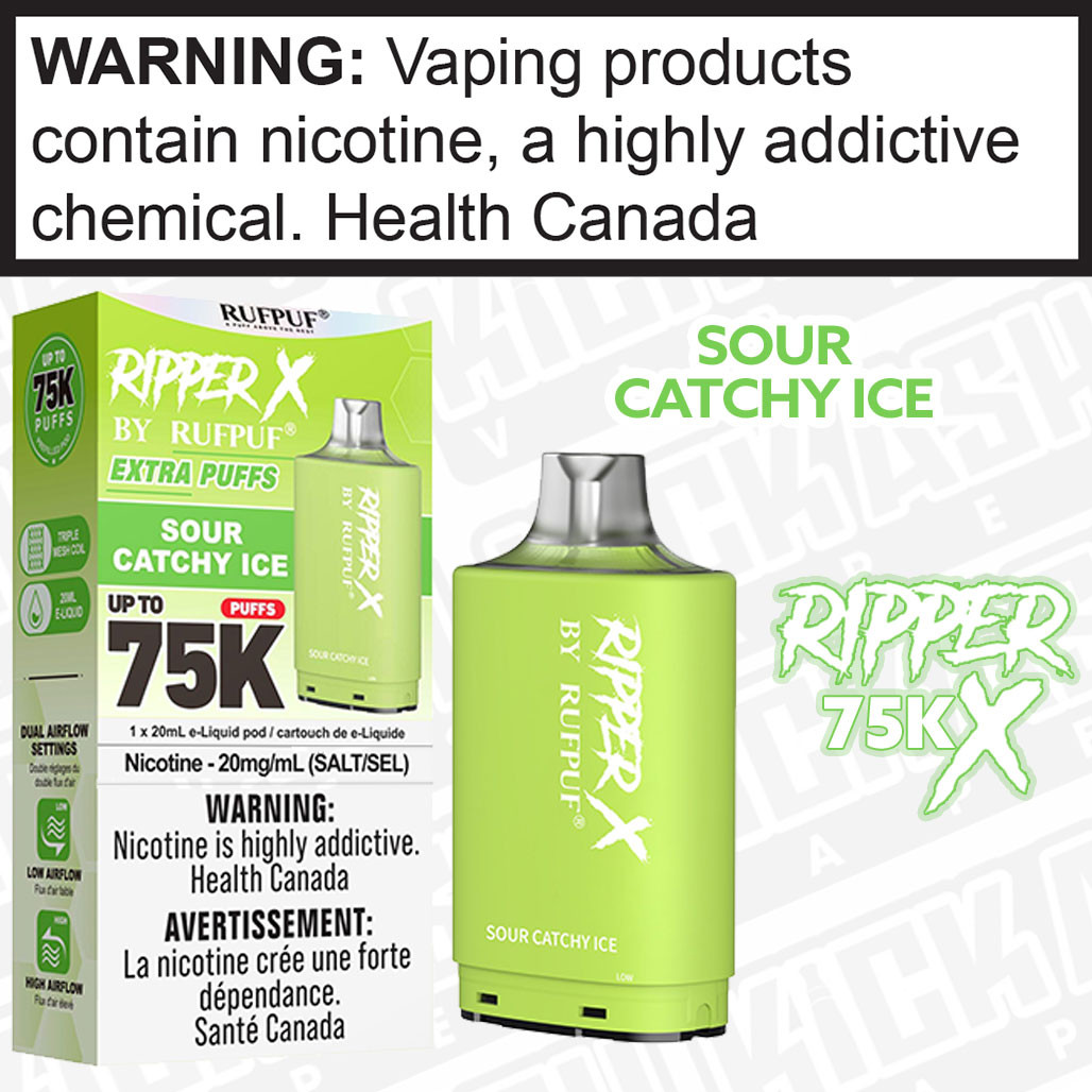 Sour Catchy Ice RIPPER X 75K 20mL POD - Kick Ash Vapes