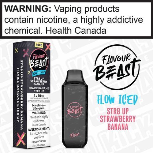 Str8 Up Strwaberry Banana Iced Flavour Beast Flow Disposable