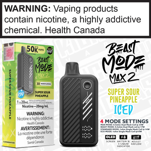Super Sour Pineapple Iced BEAST MODE MAX 2 Disposable by Flavour Beast