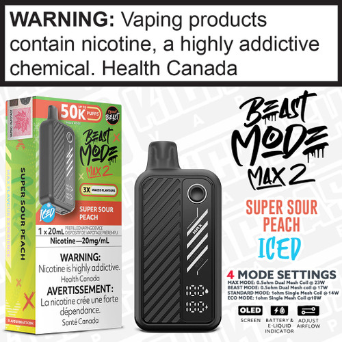 Super Sour Peach Iced BEAST MODE MAX 2 Disposable by Flavour Beast