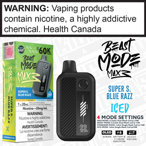 Super S. Blue Razz Iced BEAST MODE MAX 3 -60K -20mL