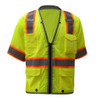 This is an ANSI Class 3 high visibility two-tone trim, lime economy safety vest with 6 pockets. With 2 inch tape, 4 outside and 2 inside pockets.