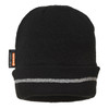 PortWest Reflective Trim Visibility Insulatex Lined Knit Hat Black