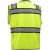 GSS Class 2 Hi Vis Premium ONYX Lime Surveyors Vest Segment Tape 1511 back