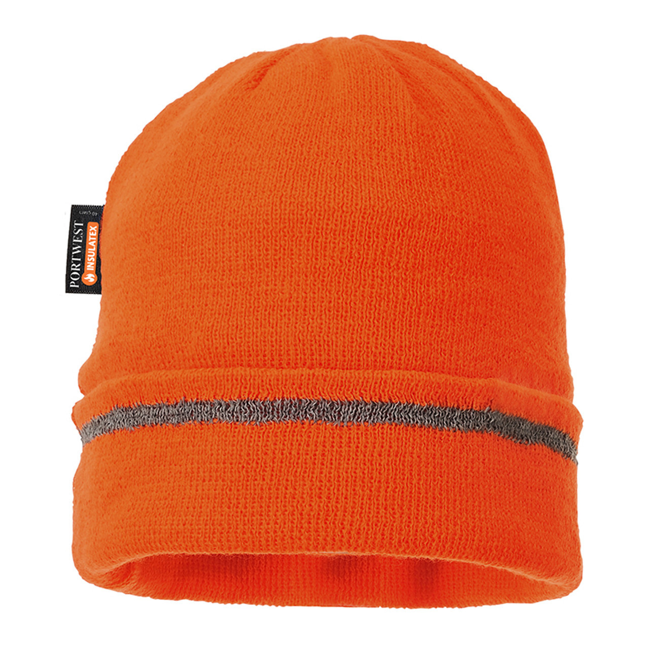 PortWest Reflective Trim Visibility Insulatex Lined Knit Hat