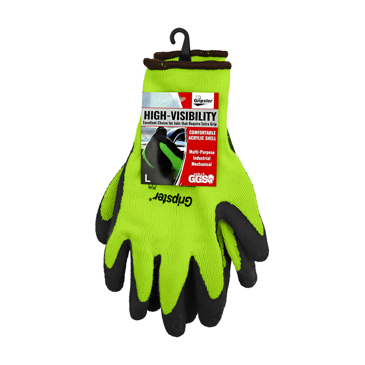 Gripster® High-Visibility Etched Rubber-Coated Palm Gloves - 300NB