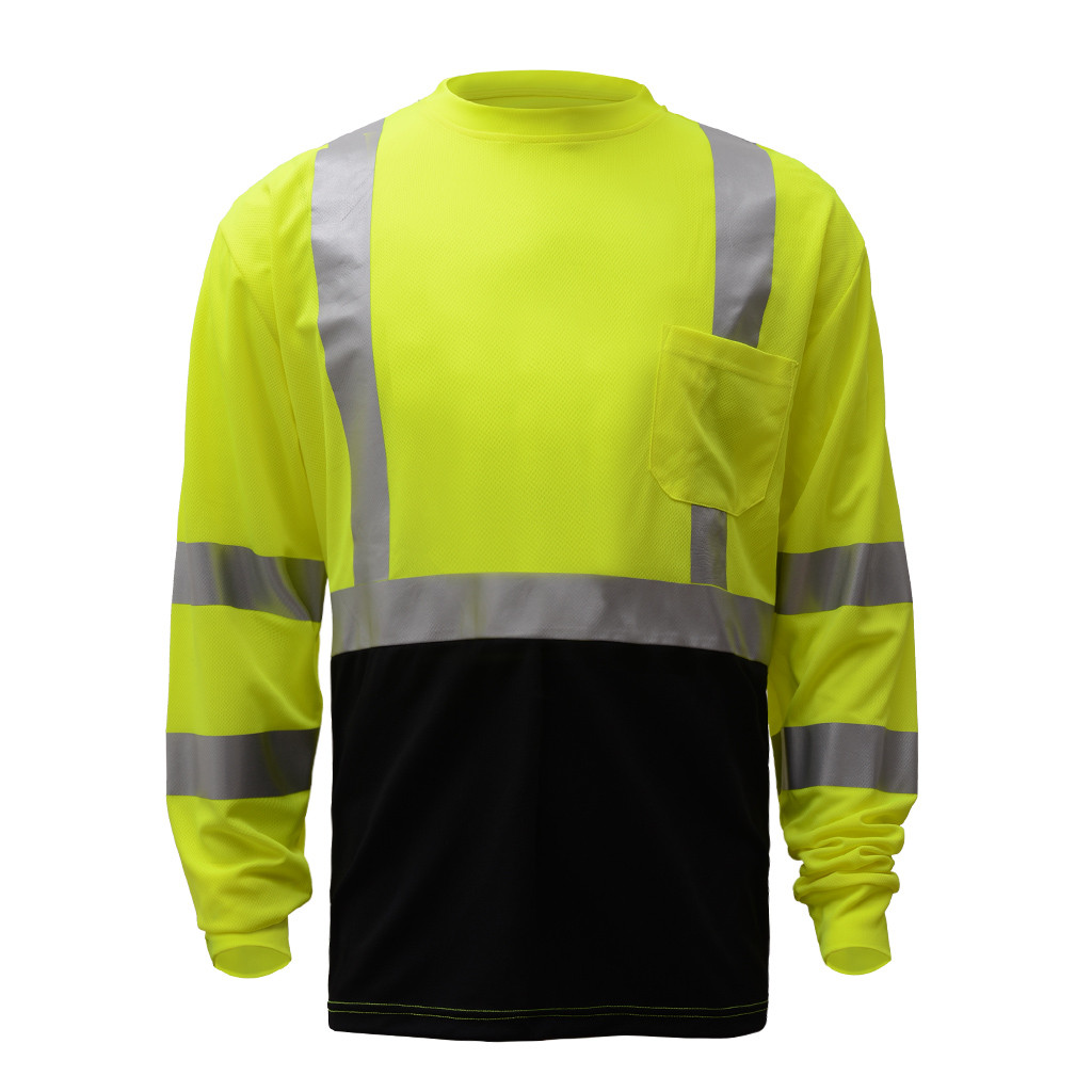 GSS Class 3 Hi Vis Lime Black Bottom Long Sleeve Moisture Wicking