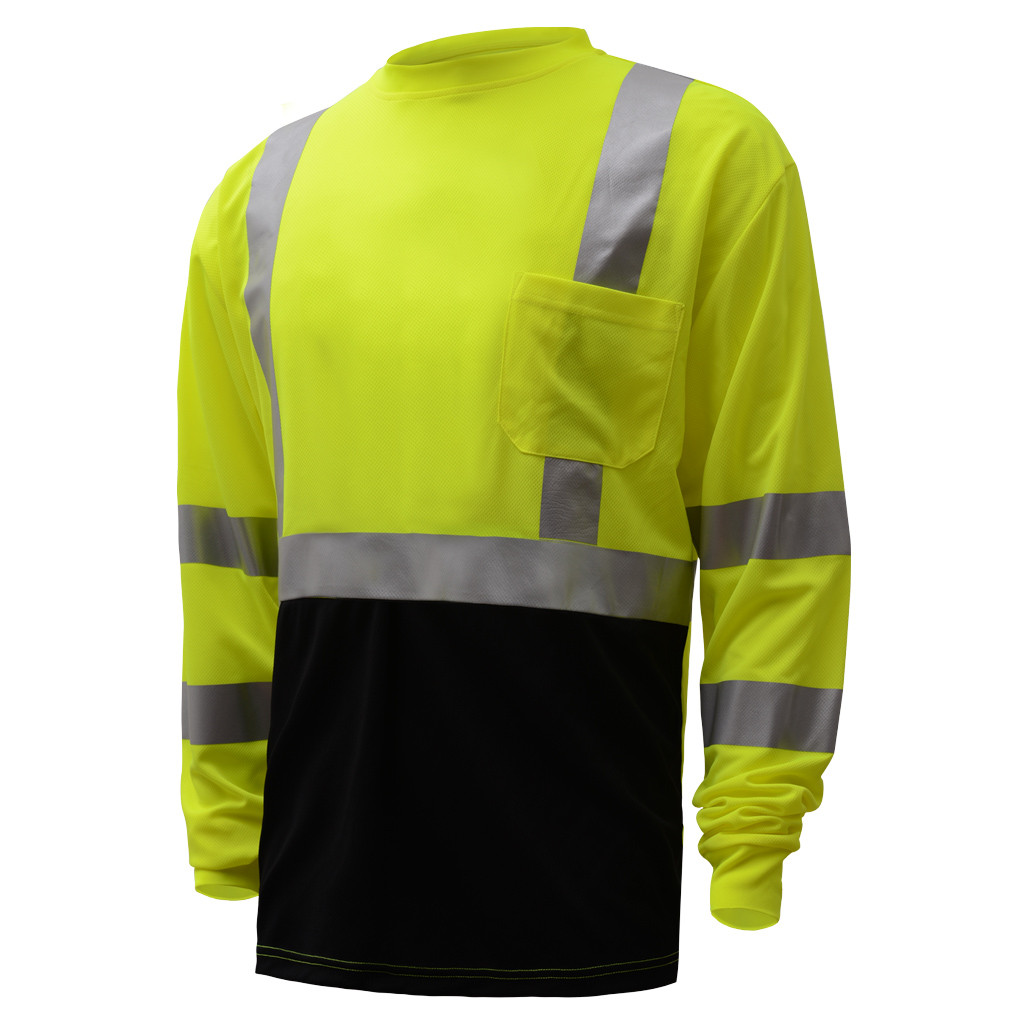 GSS Class 3 Hi Vis Lime Black Bottom Long Sleeve Moisture Wicking