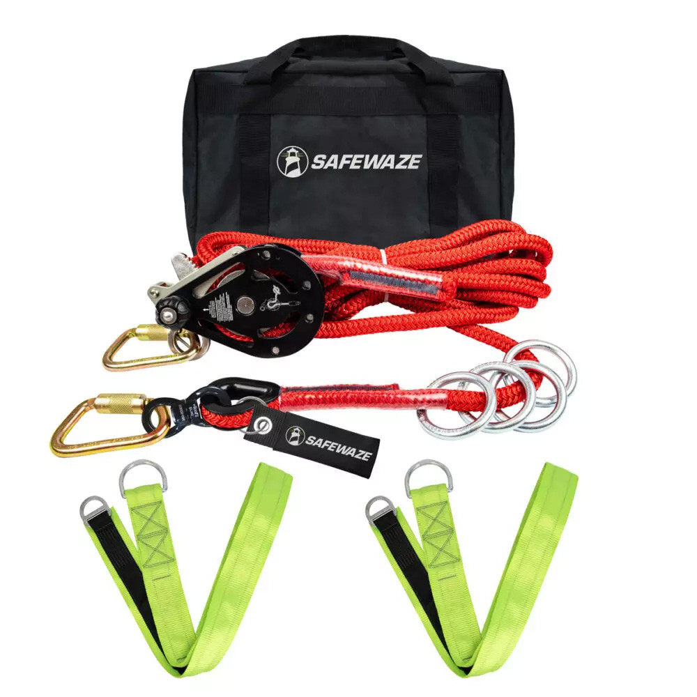 100' 4-Person Rope Horizontal Lifeline Kit Cross Arm Straps 019-8015