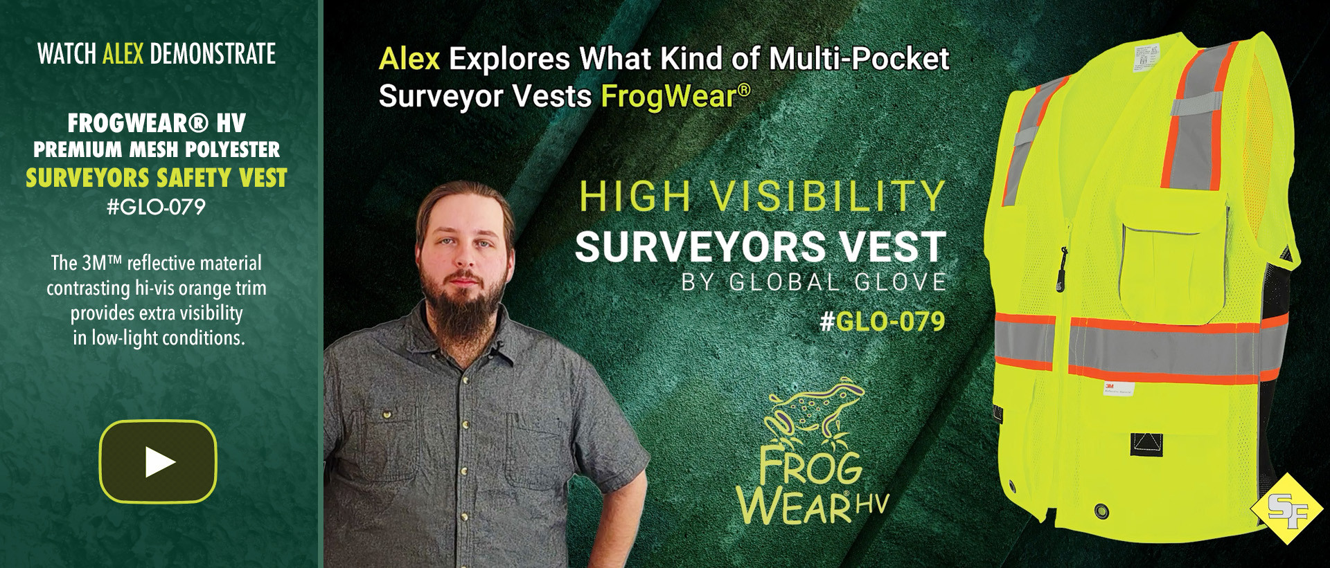 Watch Alex demo the FrogWear® HV Premium High-Visibility Mesh Polyester Surveyors Safety Vest - GLO-079