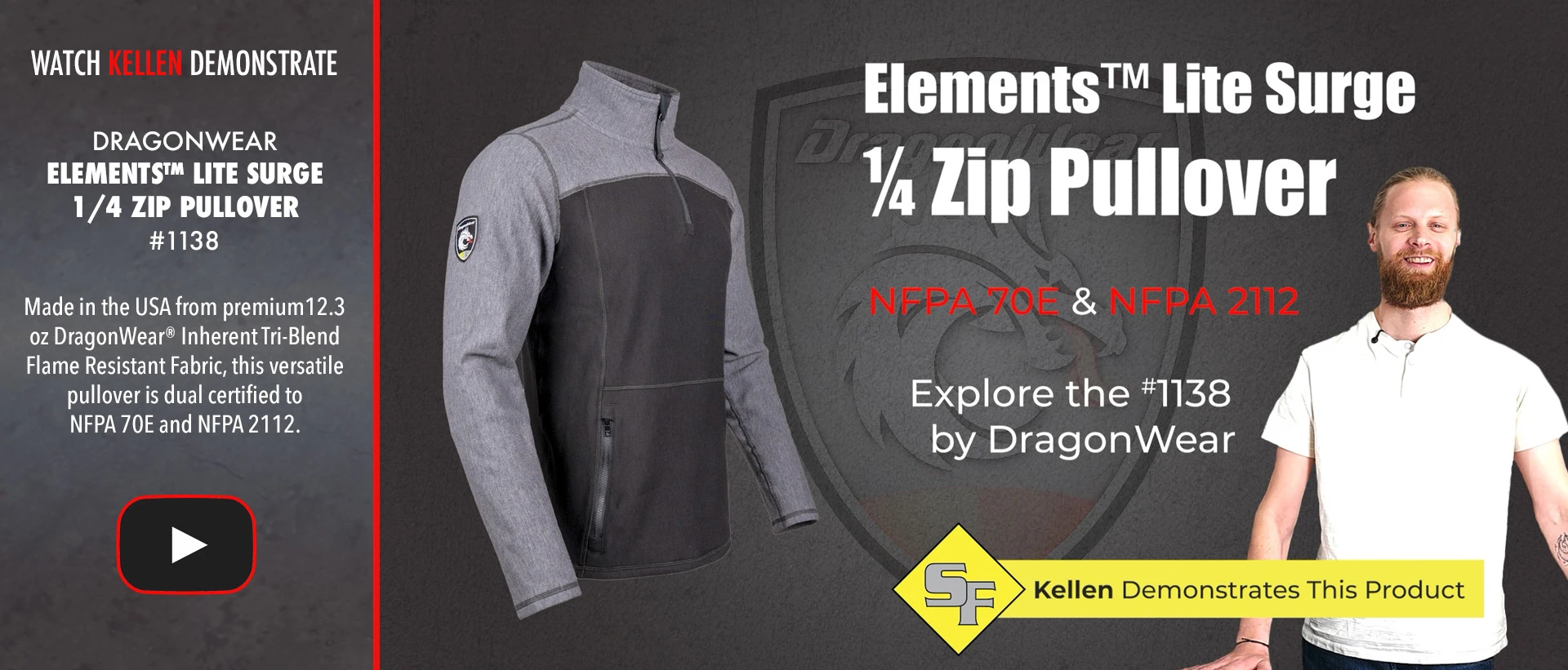Kellen Features the Elements™ Lite Surge 1/4 Zip Pullover 1138