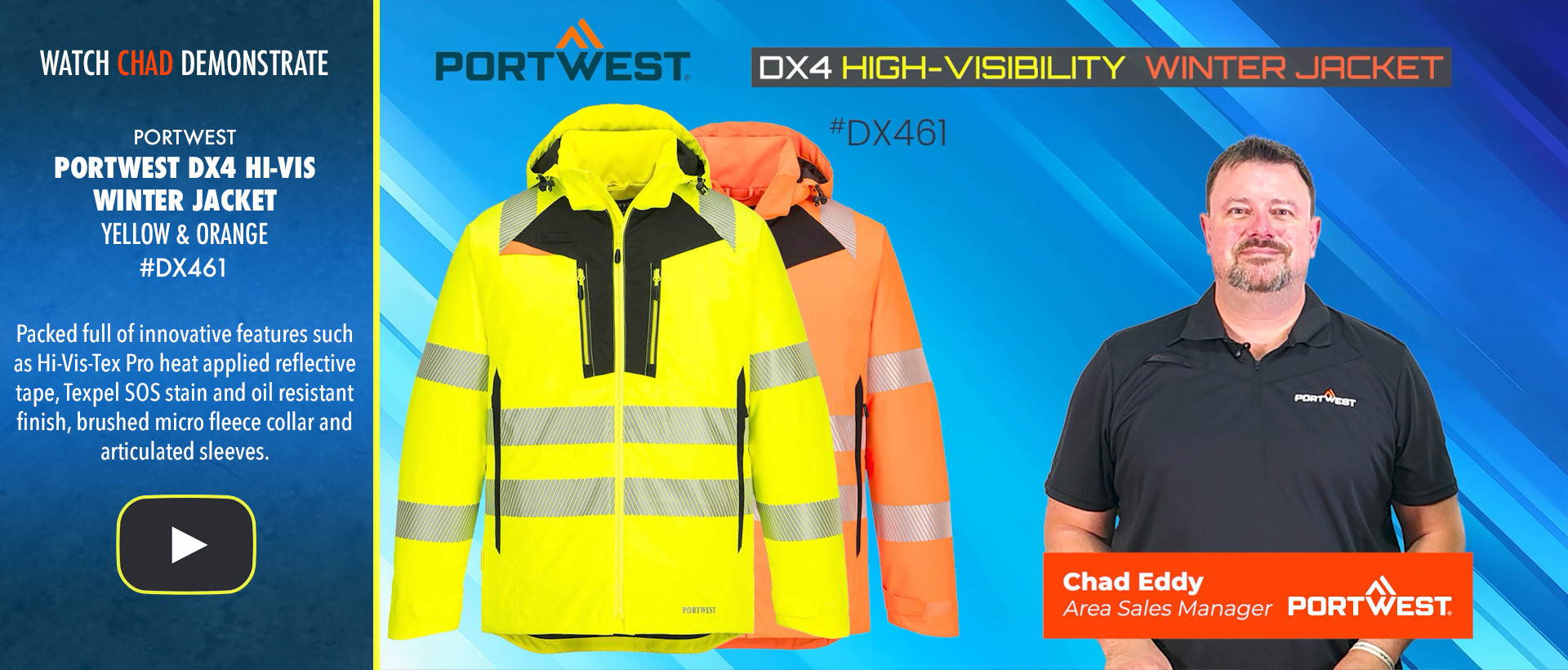 Chad Demos the Portwest DX4 Hi-Vis Yellow Winter Jacket DX461Y