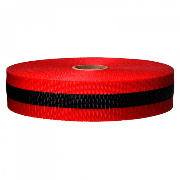 2" x 200'' Woven Barricade Tape, Red/Black