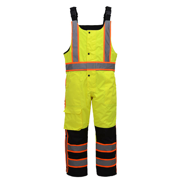 GSS Class E Hi Vis Lime 2 Tone Trim Heavy Weight Insulated Winter Bib 8701