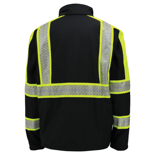 Premium Enhanced Visibility Black Sherpa-Lined Softshell Jacket 