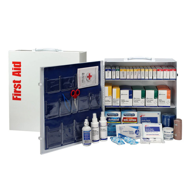 100 Person 3 Shelf First Aid Metal Cabinet ANSI B+ Type I & II Medication
