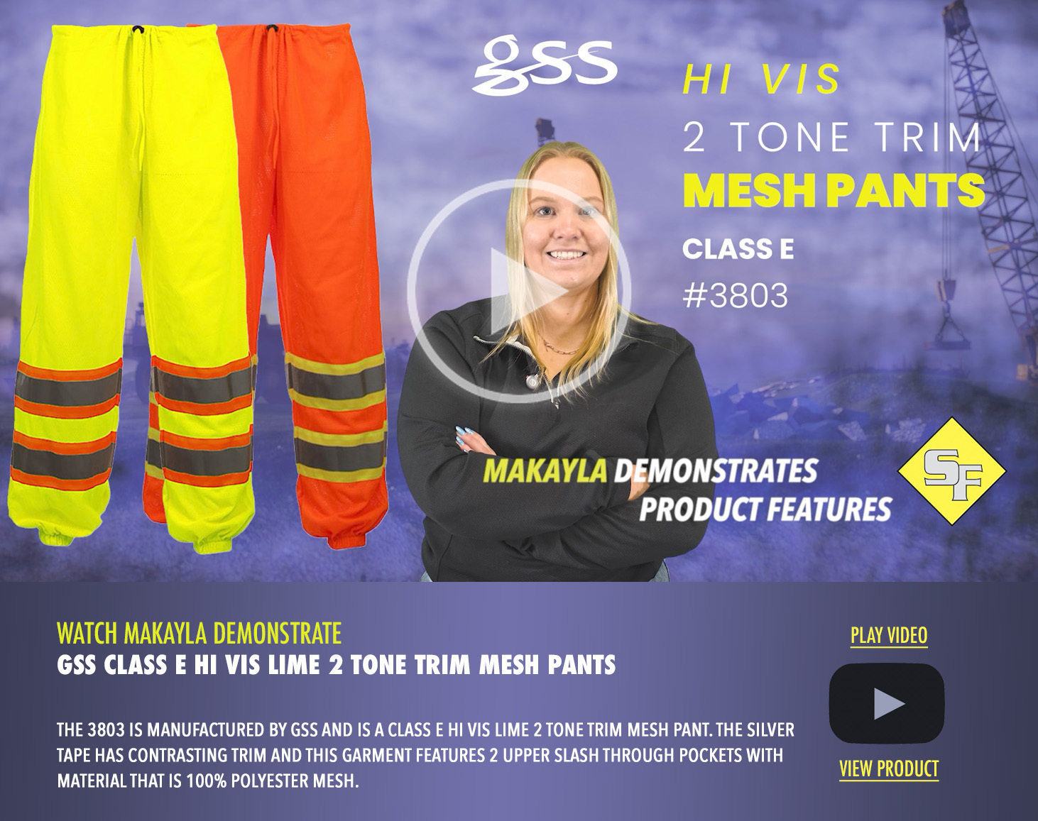 Makalya Demos GSS Class E Hi Vis Lime 2 Tone Trim Mesh Pants