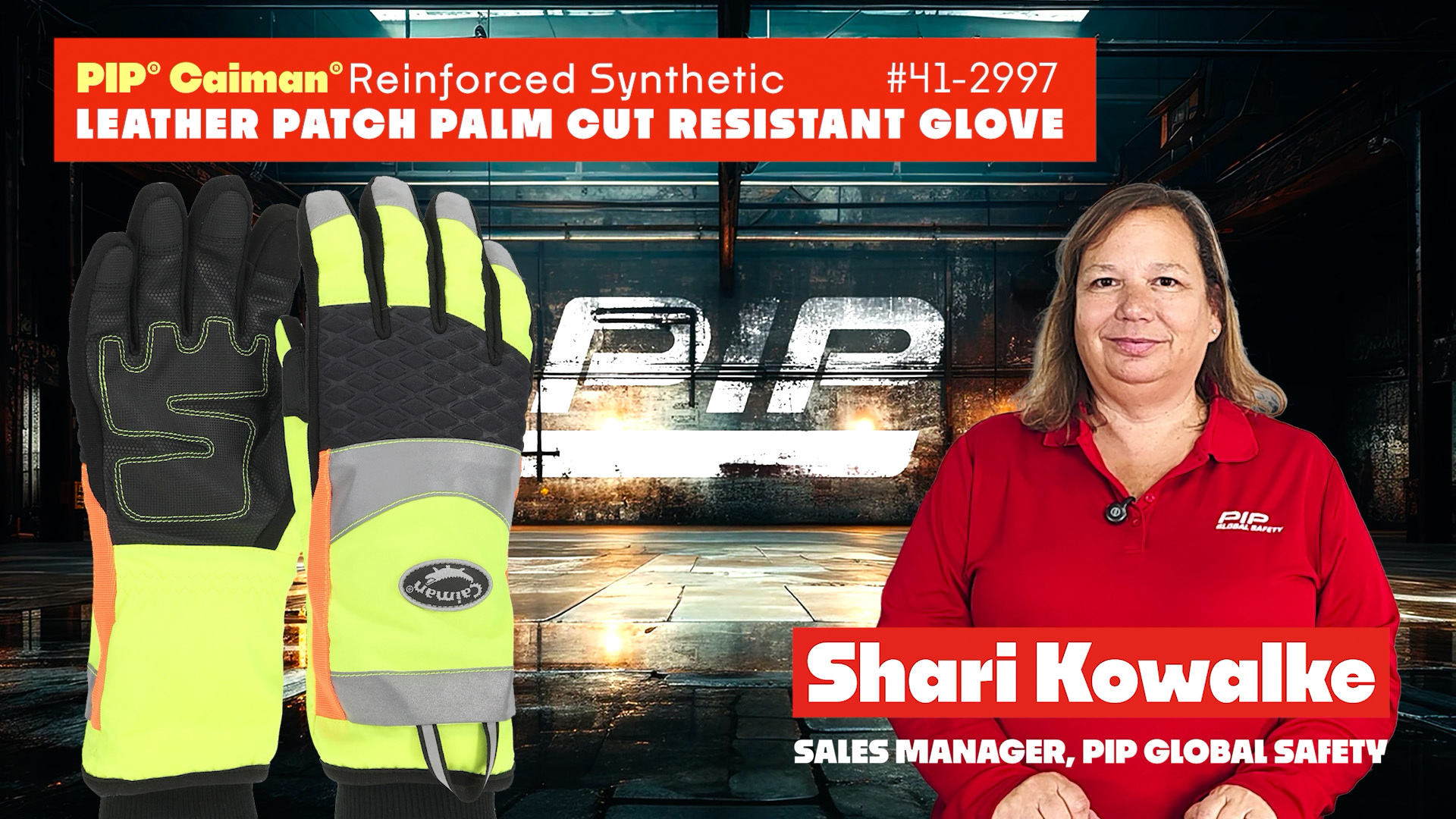 Caiman® Hi Vis Reinforced Patch Palm Cut Resistant Glove 41-2997