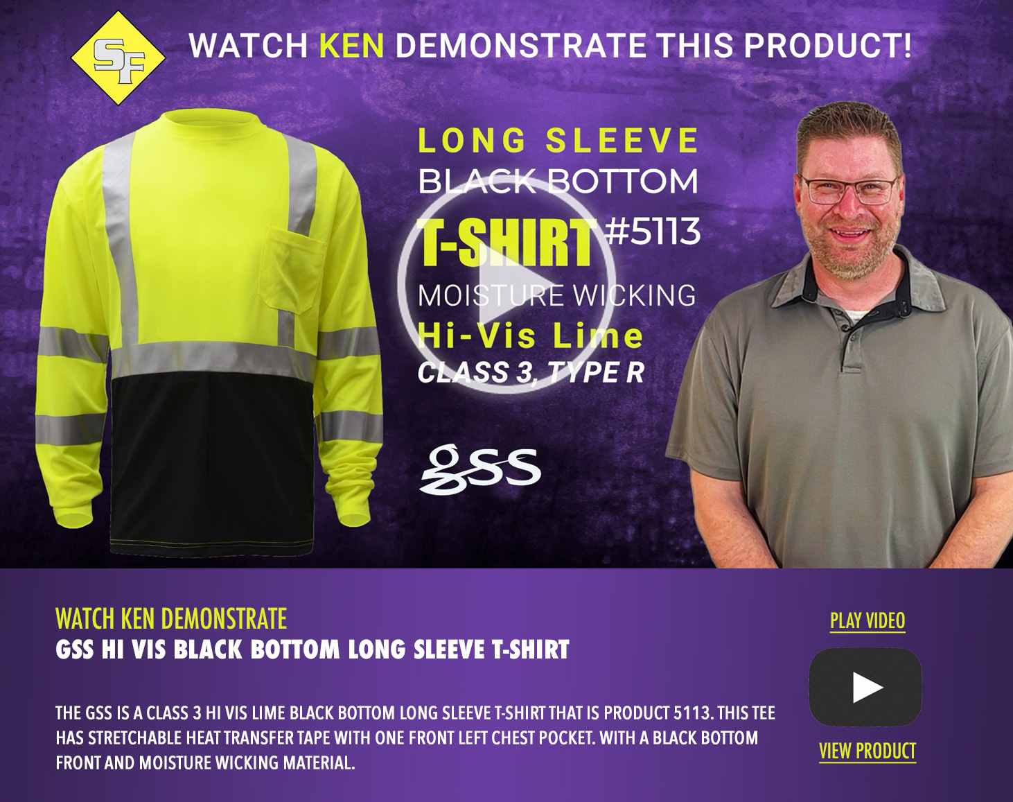 Black Bottom Long Sleeve T Shirt Helps Hide Dirt, Grease, and Stains – Ken Demos the GSS 5113