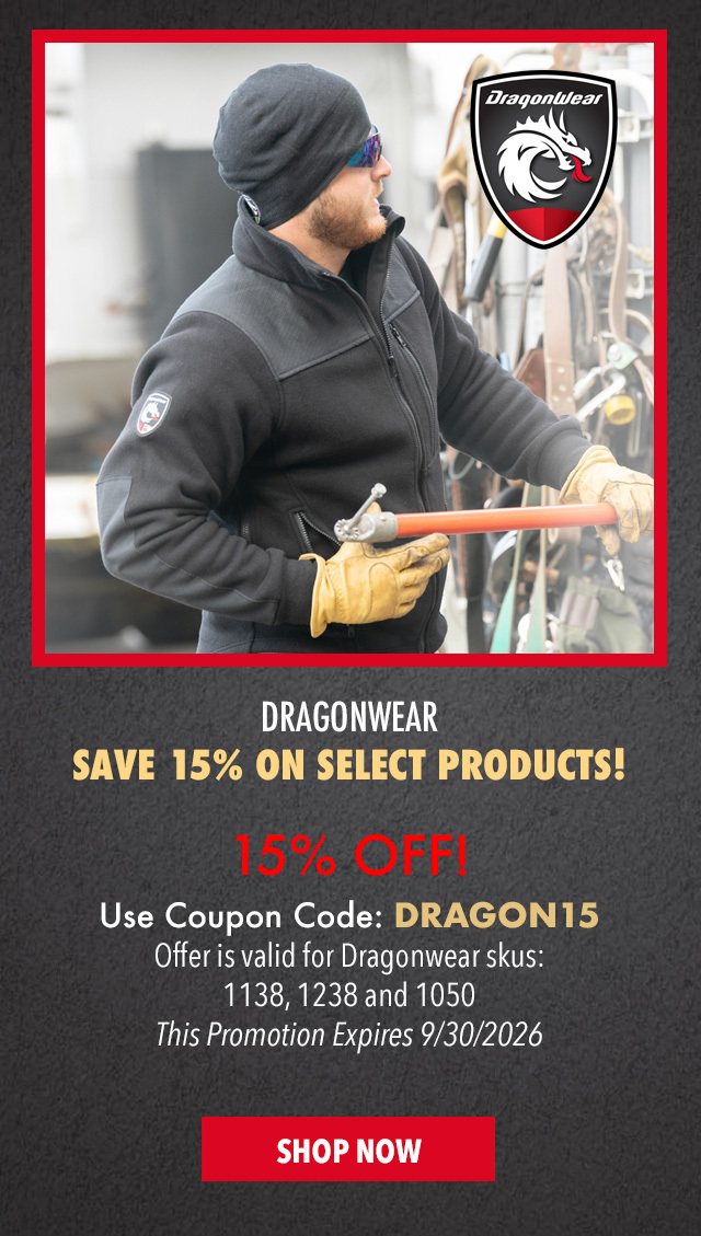 Save 15 percent off select Dragonwear products