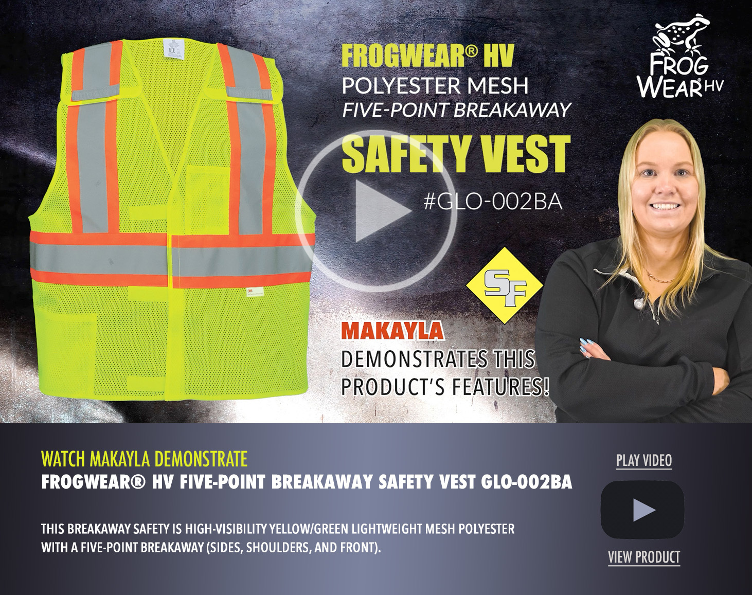 FrogWear® HV Polyester Five-Point Breakaway Safety Vest - Makayla Demonstrates GLO-002BA