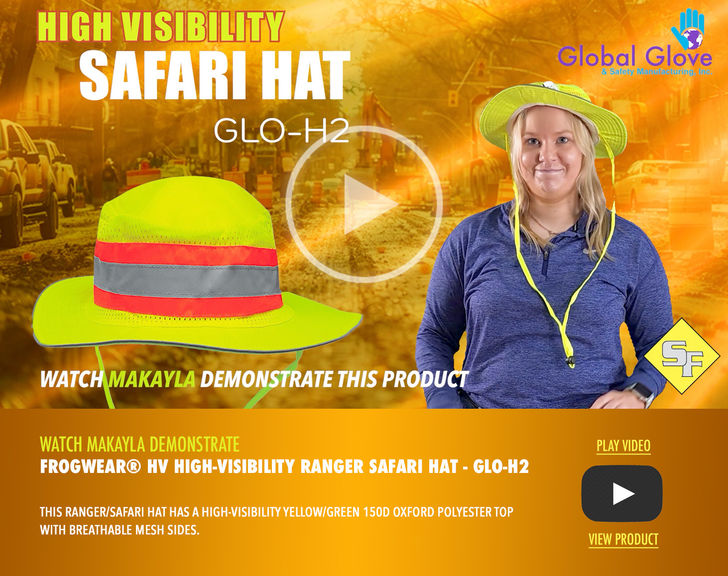 FrogWear® HV High-Visibility Ranger Safari Hat - GLO-H2