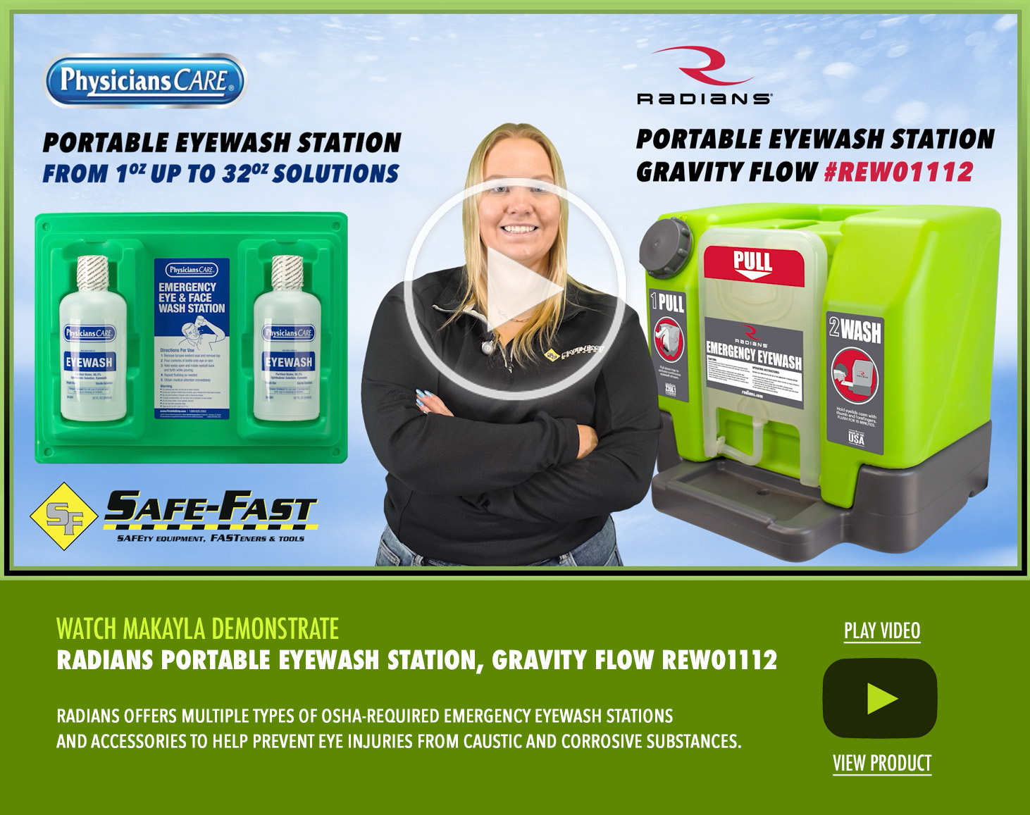 Radians Portable Eyewash Station, Gravity Flow REW01112 - Makayla - Safe-Fast