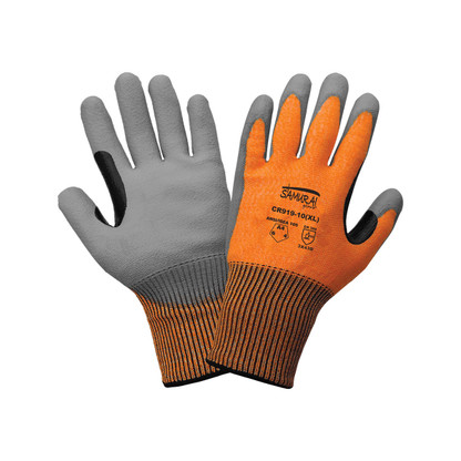 Smooth Polyurethane-Coated Black Seamless HPPE Cut Resistant Gloves