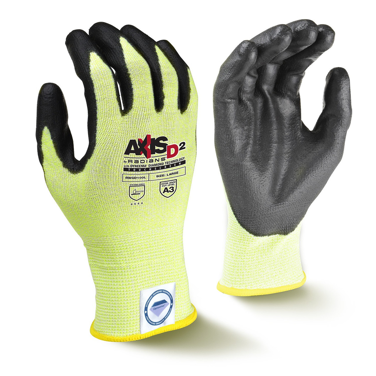 Hi-Vis Polyurethane-Coated Work Gloves, X-Large