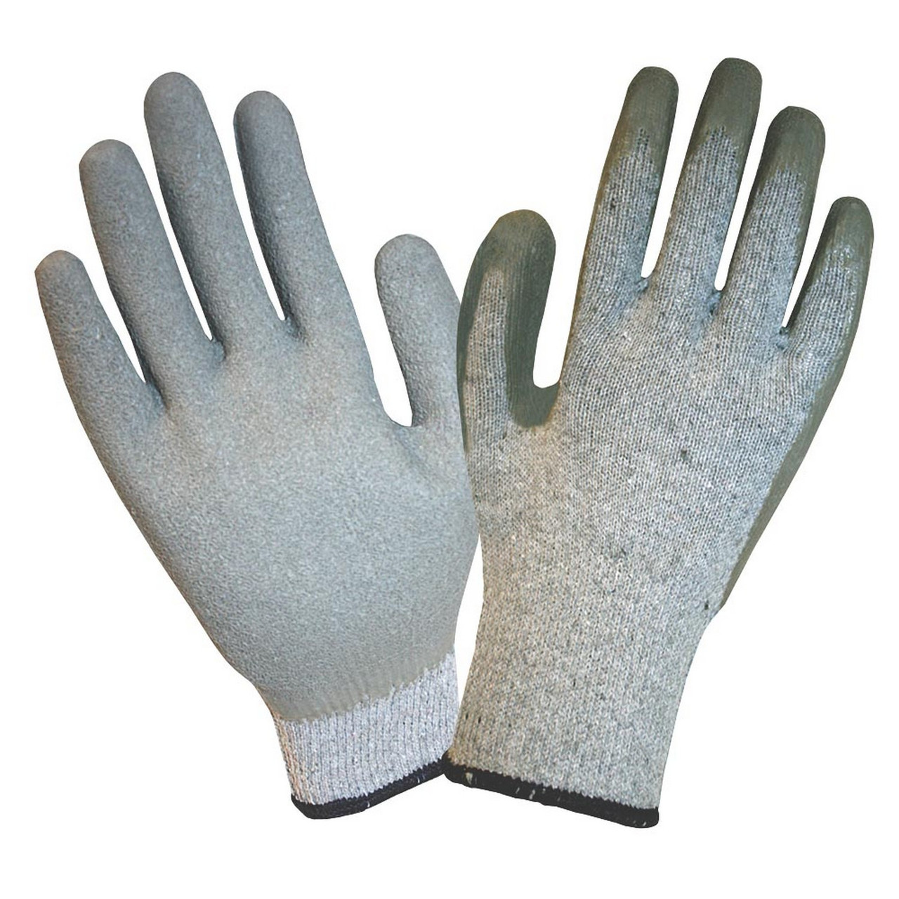 Cordova Cor-Grip Gray Polyester / Cotton Grip Gloves with Blue Crinkle  Latex Palm Coating - Large - 12/Pack