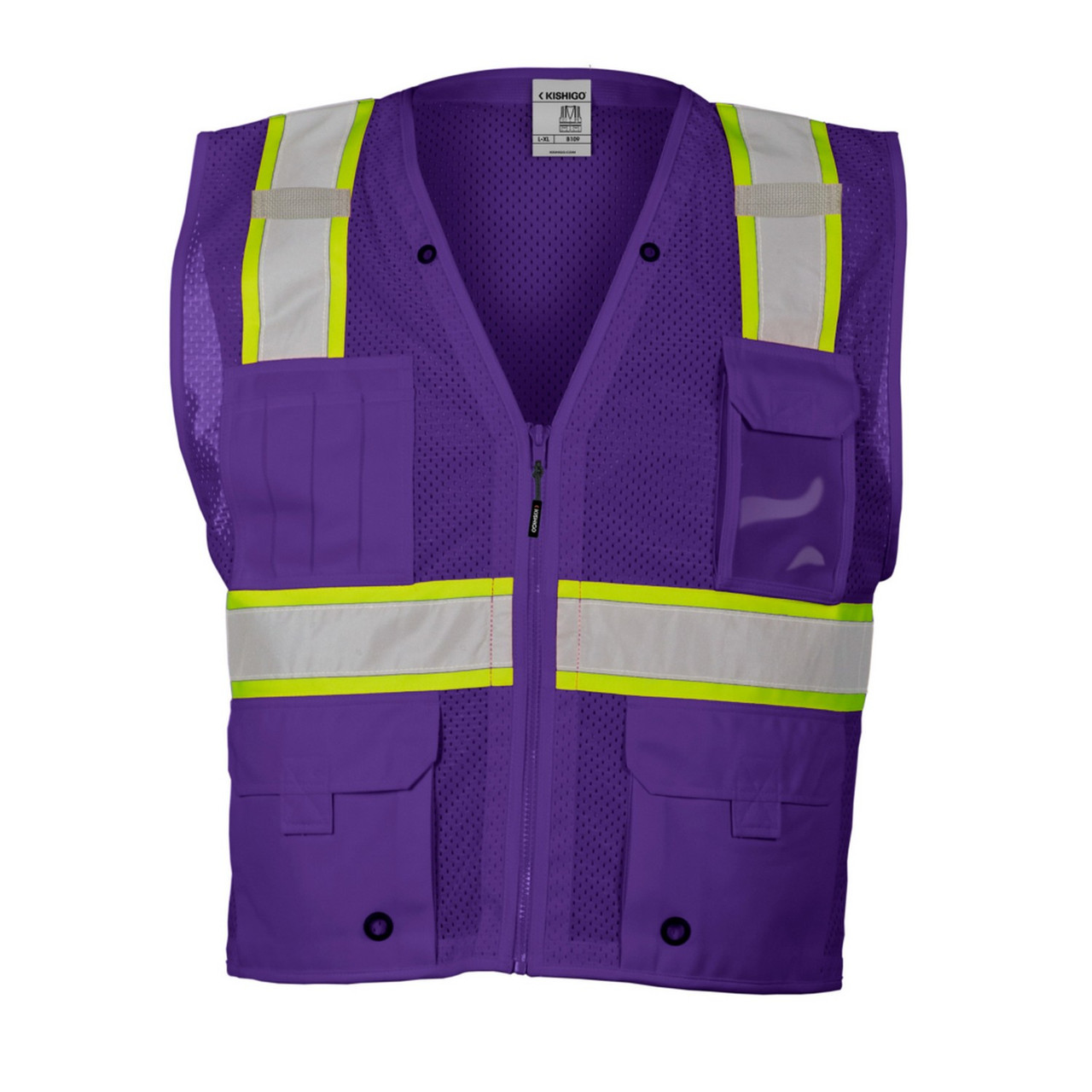 Reflective Apparel Multi-Pocket Safety Vest: Hi-Vis Lime Mesh Vest