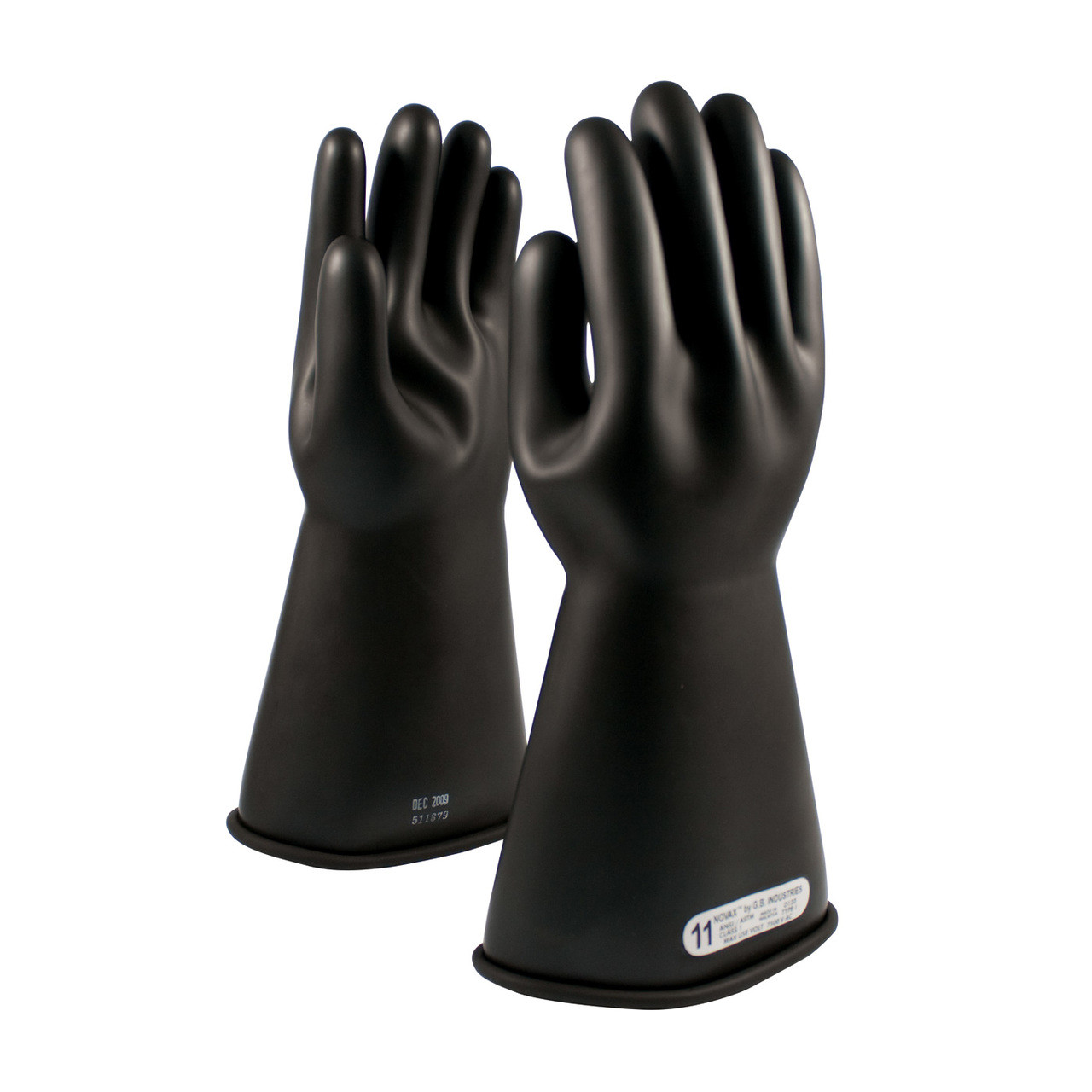 PIP 150-0-14/11 Novax Class 0 Rubber Insulating Gloves with Straight Cuff - 14, Black, Size 11