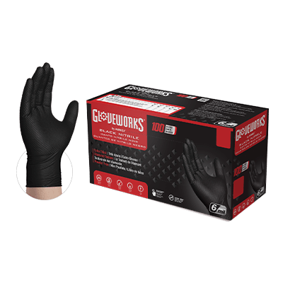 Ammex GWBN Gloveworks HD Industrial Grade Heavy Duty Black Nitrile