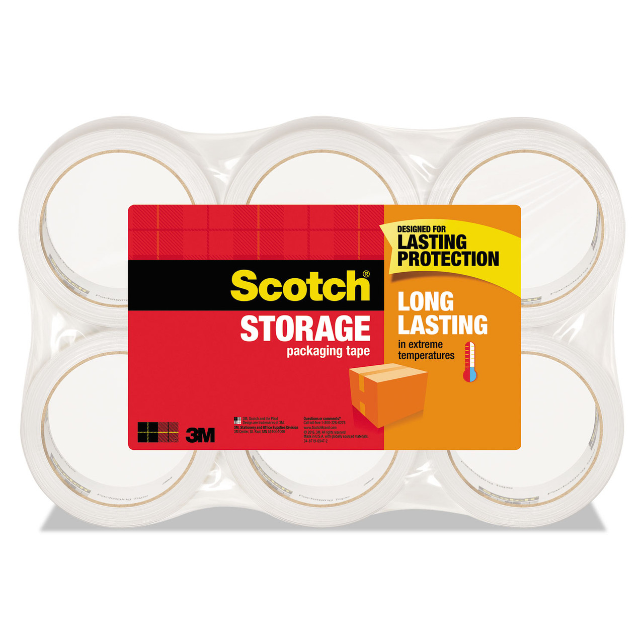 Scotch Easy-Grip Packaging Tape Dispenser Refill, Clear - 6 pack