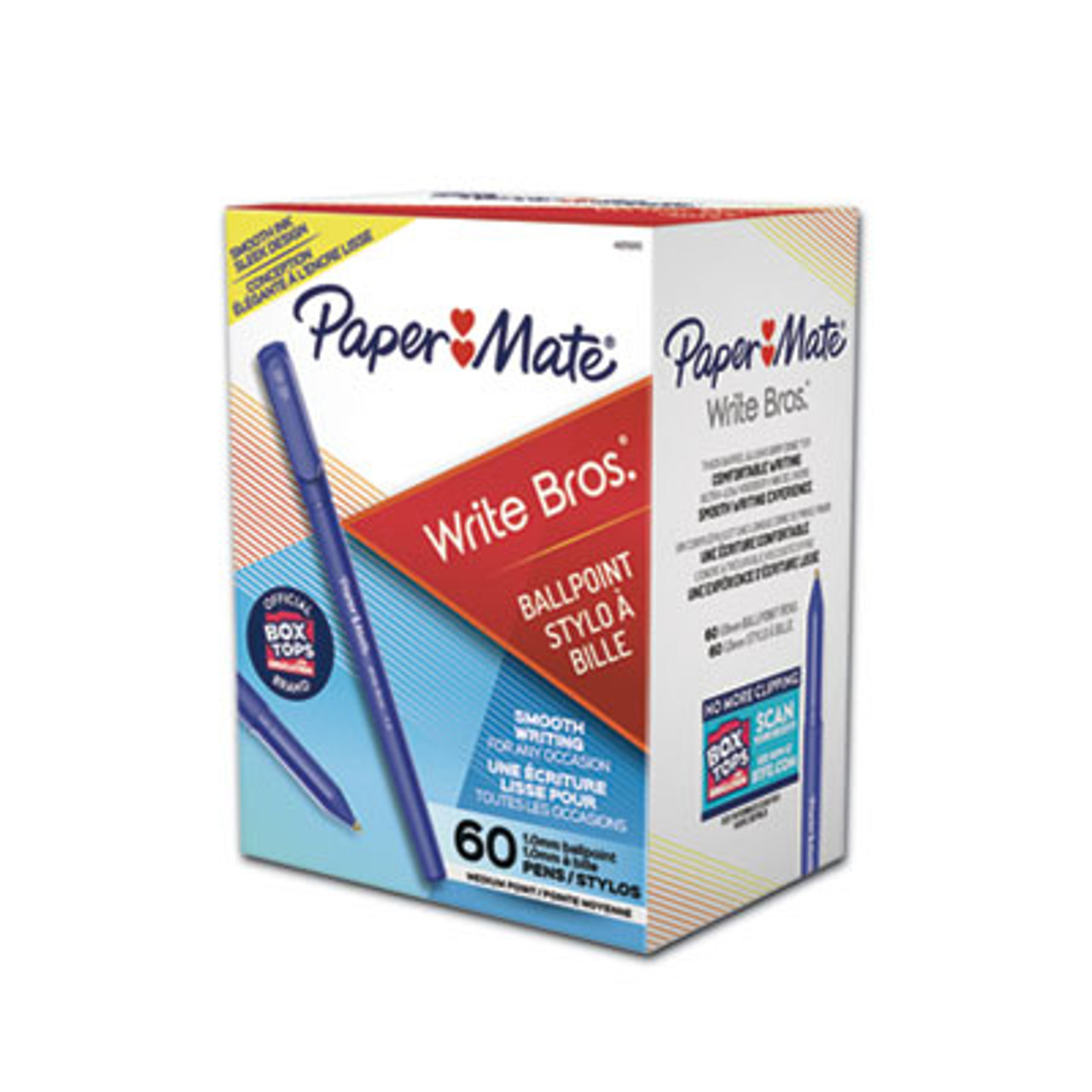 Paper Mate Write Bros. Ballpoint Pen, Fine 0.8 mm, Black Ink/Barrel, Dozen