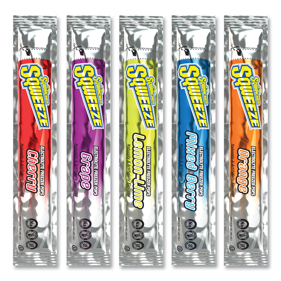 Sqwincher 690-159060962 Sqweeze Freeze Pops, Assorted Flavors, 3oz