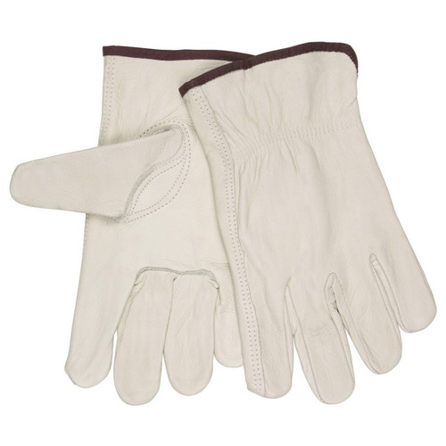 MCR Safety 3213SCHVSP Drivers Glove, Industry Grade Grain Cow Leather, Keystone Thumb, Orange Fingertips