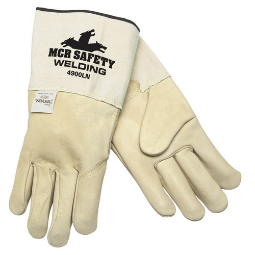 MCR Safety 4900LN Welding, Premium Grain Cow, 4.5" Gauntlet Duck Cuff, Sewn with Kevlar