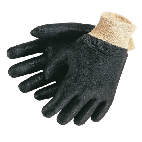 MCR Safety 6500S Double Dip Textured Black PVC Coated, Industry Standard, Interlock Lined, Knit Wrist