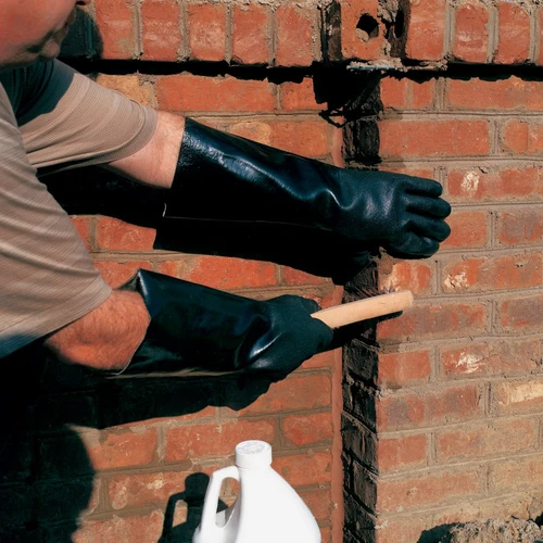MCR Safety 6528S Double Dip Sandy Black PVC, 18" Industry Standard, Interlock Lined, Guanlet Cuff