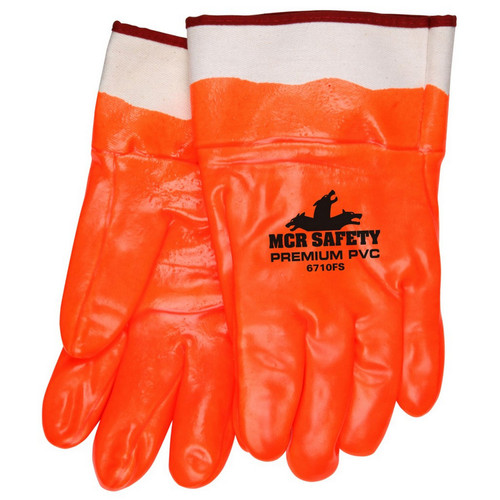 MCR Safety 6710F Premium Foam Lined PVC, Sandy Finish, Fluorescent Orange, Safety Cuff