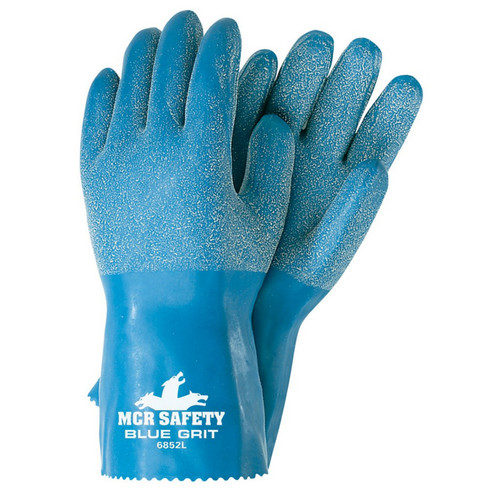 MCR Safety 6852S Blue Grit, 12 " Rubber Coated with Textured Grip, Interlock Lining