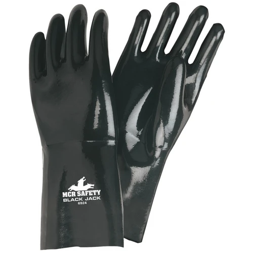 MCR Safety 6924M Black Jack Multi-Dipped Neoprene, Etched Finish, 14" Length, Gauntlet Cuff