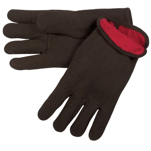 MCR Safety 7900 Brown Jersey Glove with Clute Pattern, Red Fleece Lined