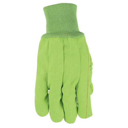 MCR Safety 9018CDG 18 Oz. Corded Double Palm Canvas, Nap-In, Knit Wrist, Fluorescent Green