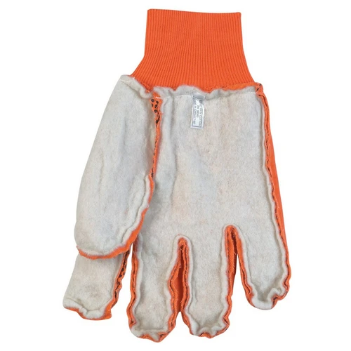 MCR Safety 9018DO 18 Oz. Double Palm Canvas, dotted one side, Nap-In Knit Wrist, Hi-Visibility Orange