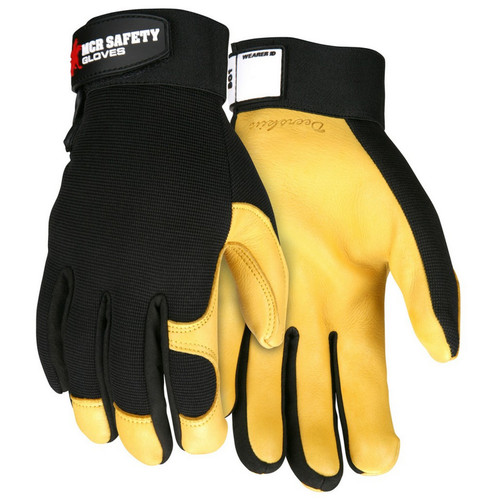 MCR Safety 901M MCR SafetyÂ Multi-Task, Grain deerskin palm, black spandex back, Hook & Loop Wrist